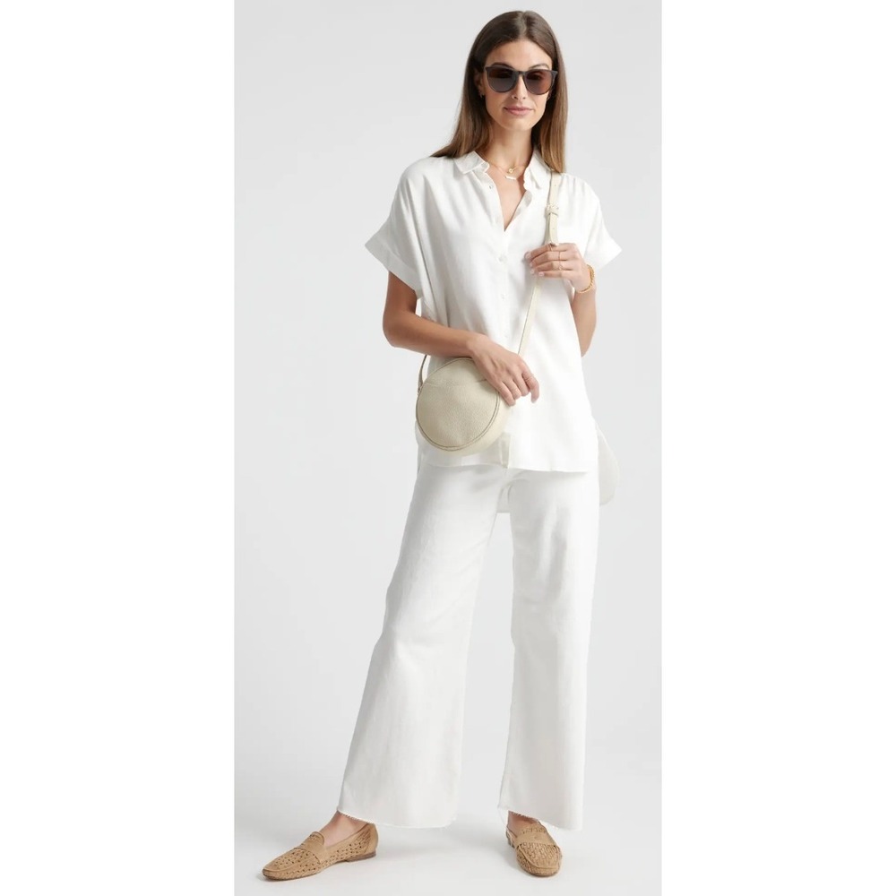 Quince Vintage Wash Tencel‎ Camp Shirt White Relaxed NWT Small